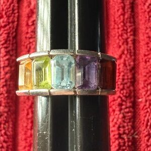Multicolor Gemstone Sterling Silver Ring
